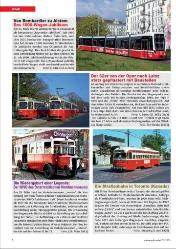 Inhalt der aktuellen Ausgabe 2023/02 von tramway&modell