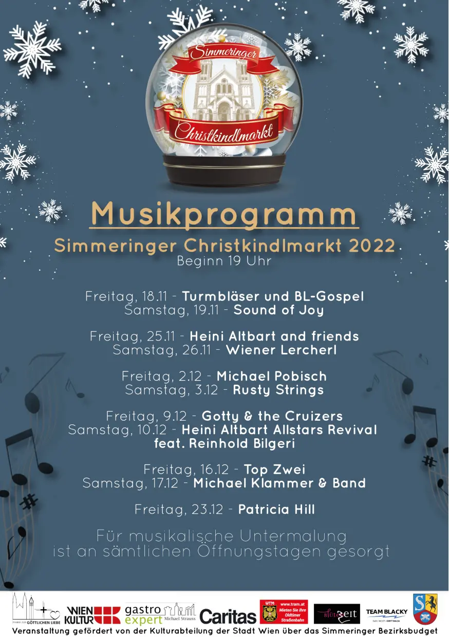 Musikprogramm zum Simmeringer Christkindlmarkt