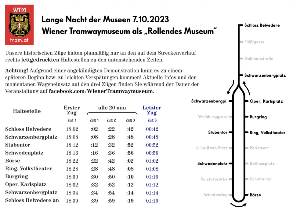 Fahrplan zur Langen Nacht der Museen 2023
