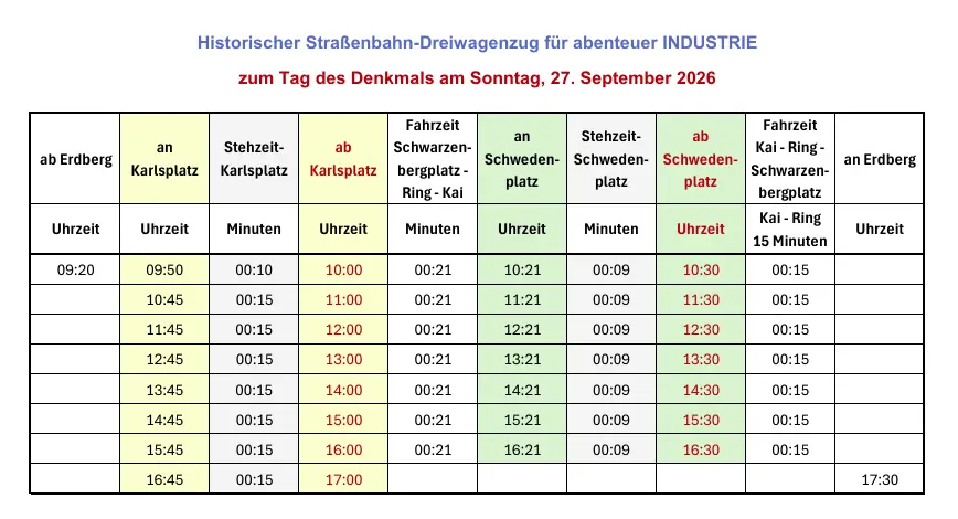 Fahrplan Tag des Denkmals 2026 - abenteuer Industrie
