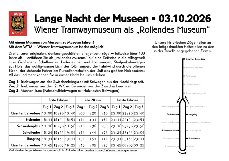 Fahrplan zur Langen Nacht der Museen 2026
